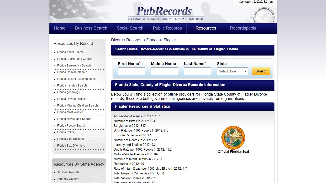 Flagler County, Florida Divorce Records